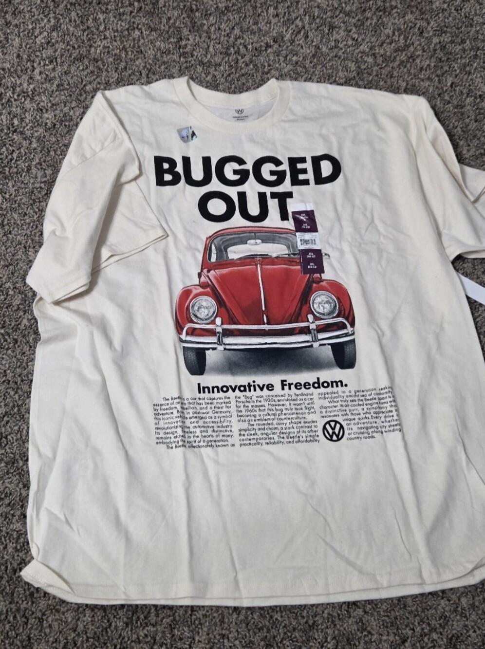 Bugged Out Volkswagen Graphic Tee - White with Red Car